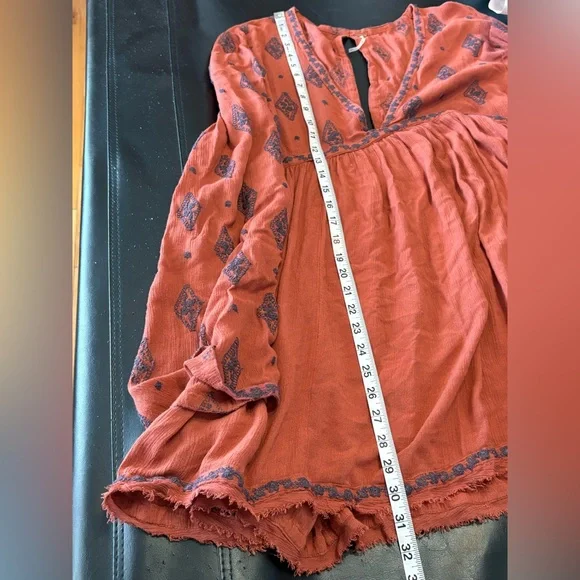 Free People Diamond Embroidered Tunic Top Cinnamon Size Large - Picture 11 of 12